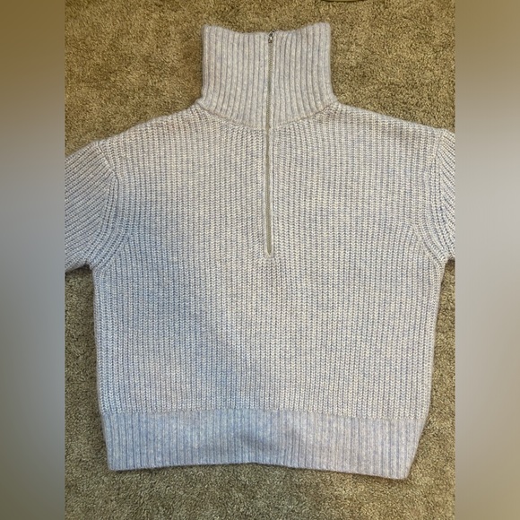 Jessica Simpson | Baby Blue Ribbed Knit Half Zip Sweater - Picture 5 of 11